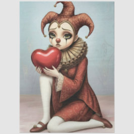 Decoupage melancholic harlequin tissuepapier