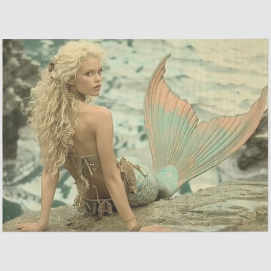 Decoupage Mermaid Above the Whispering Waves Tissuepapier (Voorkant)