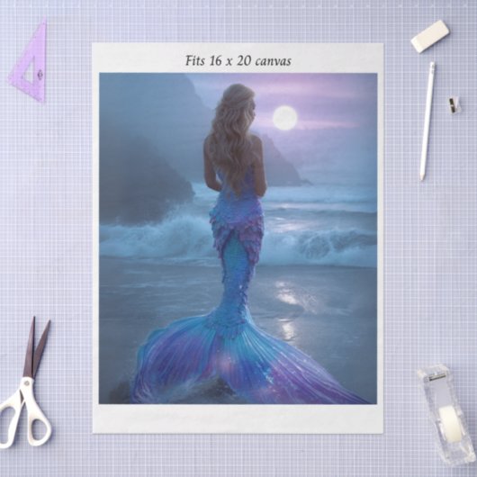 Decoupage Mermaid Purple Iridescent Tail 16x20  Tissuepapier (Craft)