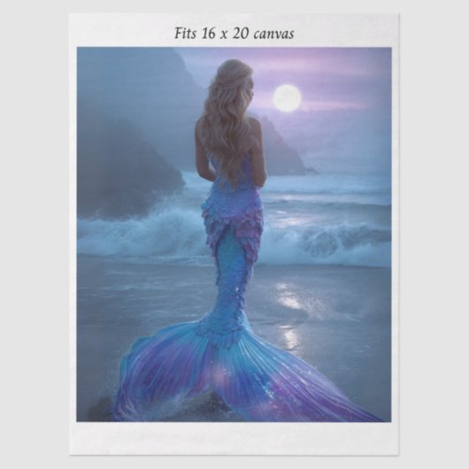 Decoupage Mermaid Purple Iridescent Tail 16x20  Tissuepapier (Voorkant)