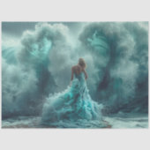 Decoupage Mesmerizing Beach Vrouw Turquoise Groen Tissuepapier (Voorkant)