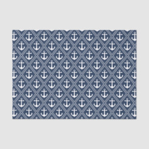 decoupage met blauw ankerpatroon tissuepapier