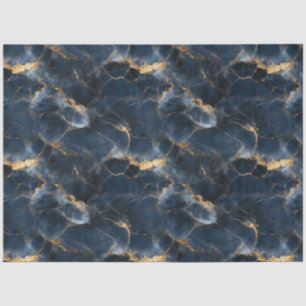 Decoupage met marineblauw en gouden marmerpatroon tissuepapier