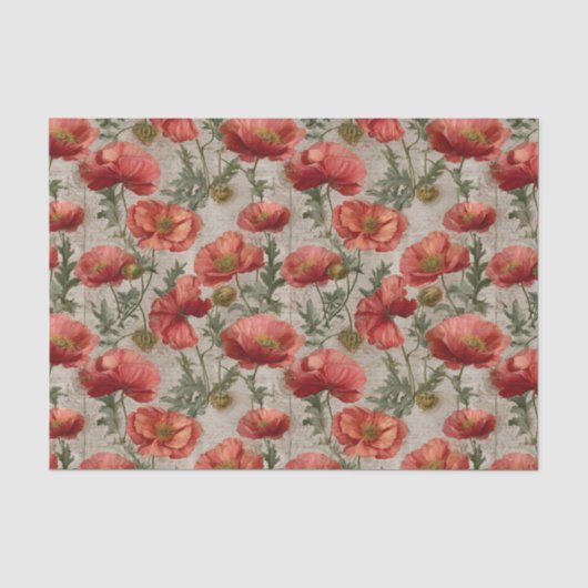 Decoupage met oude klaprozen tissuepapier (Voorkant)