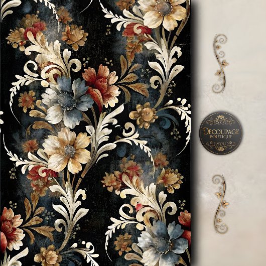 Decoupage met vintage bloemenscrollowerk tissuepapier
