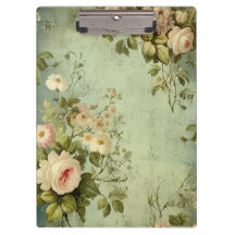 Decoupage met vintage bloemmotieven en groen