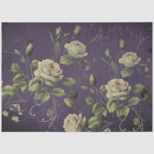 Decoupage met vintage bloemrozen en groen tissuepapier
