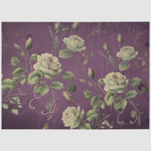 Decoupage met vintage bloemrozen groen tissuepapier (Voorkant)