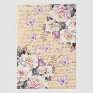 Decoupage met vintage geïnspireerde bloemmotieven tissuepapier