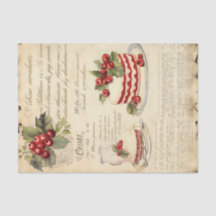 Decoupage met vintage kerstcake receptkaart