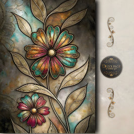 Decoupage met vintage mozaïek bloemen tissuepapier