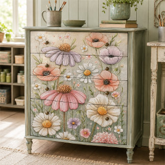 Decoupage met vintage pastel wilde bloementuin tissuepapier