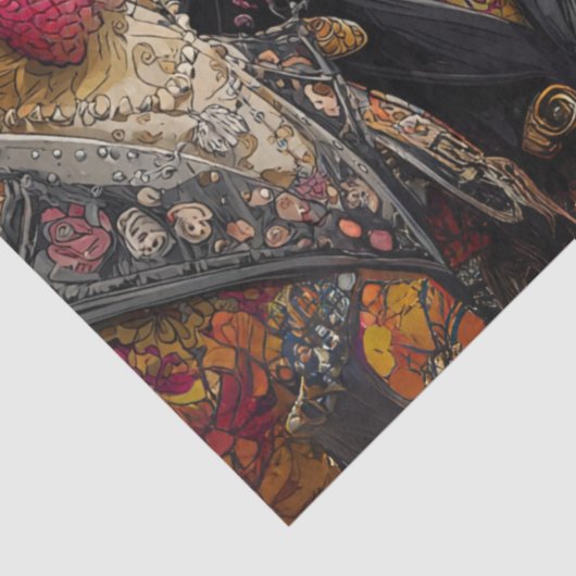 Decoupage Metallica Turkey Feathers Funk Band Tissuepapier (Detail)