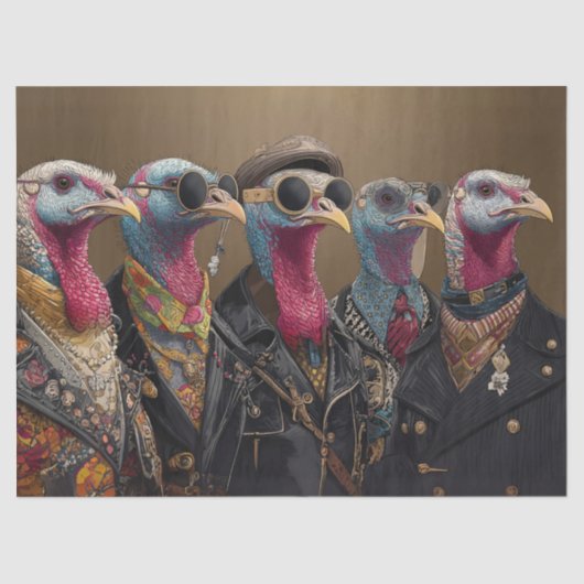 Decoupage Metallica Turkey Feathers Funk Band Tissuepapier (Voorkant)