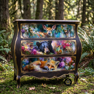 Decoupage Meubel Laden met Bosdieren Tissuepapier