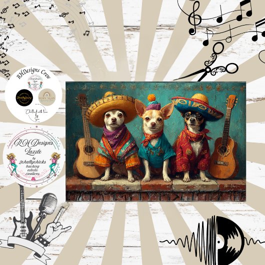 Decoupage Mexicaanse Chihuahua Vacht Veren Funk Tissuepapier