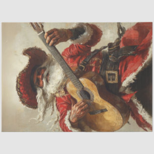 Decoupage Mexicaanse Kerstman spelen gitaar Tissuepapier