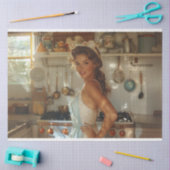 Decoupage Mid-Century Nostalgische vrouw in de keu Tissuepapier (Craft)