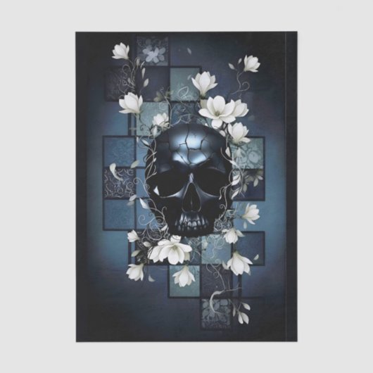 Decoupage Midnight Skull with Magnolia Tissuepapier (Voorkant)