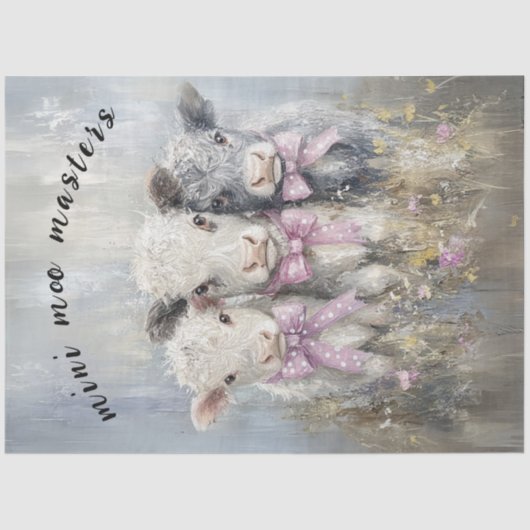 Decoupage Mini Moo Master Highland Kalveren Tissuepapier (Voorkant)