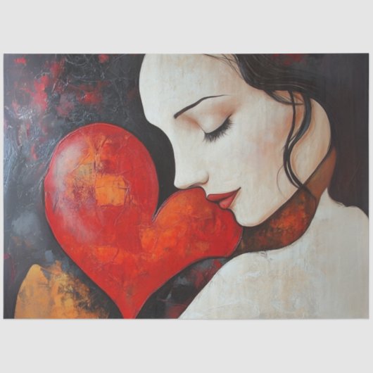 Decoupage Minimalistische Valentijn Hart Dames Gez Tissuepapier (Voorkant)