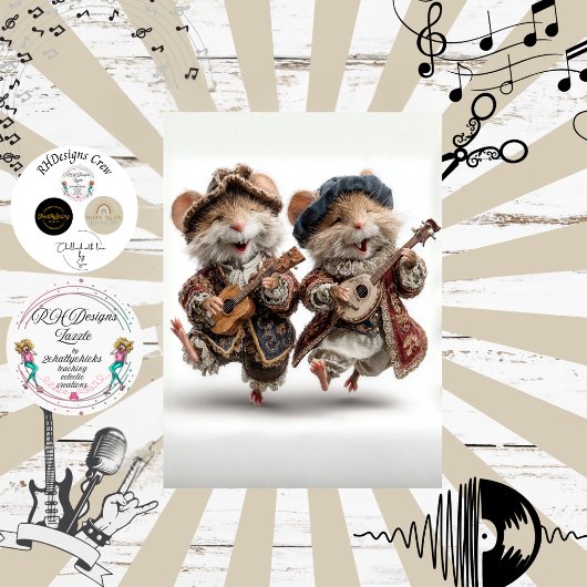 Decoupage Minstrel Muizen Fur Feather Funk Band Tissuepapier