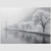 Decoupage Misty Lighthouse Winter Foggy Scene Tissuepapier (Voorkant)