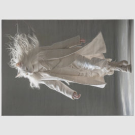 Decoupage Mode Show White Cat White Outfit Tissuepapier