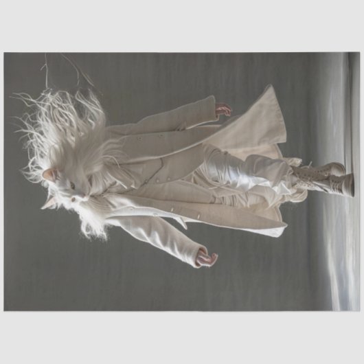 Decoupage Mode Show White Cat White Outfit Tissuepapier (Voorkant)