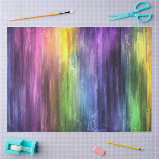Decoupage Moderne Regenboog Vibrant Paint Strokes Tissuepapier (Craft)