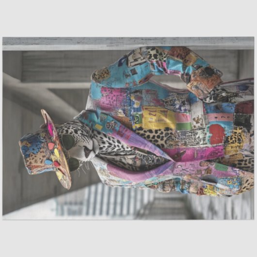 Decoupage Modieuze Leopard Abstract Suit Tissuepapier (Voorkant)