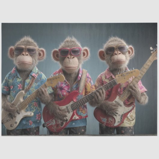 Decoupage Monkey Mayhem Fur Feather Funk Band Tissuepapier (Voorkant)
