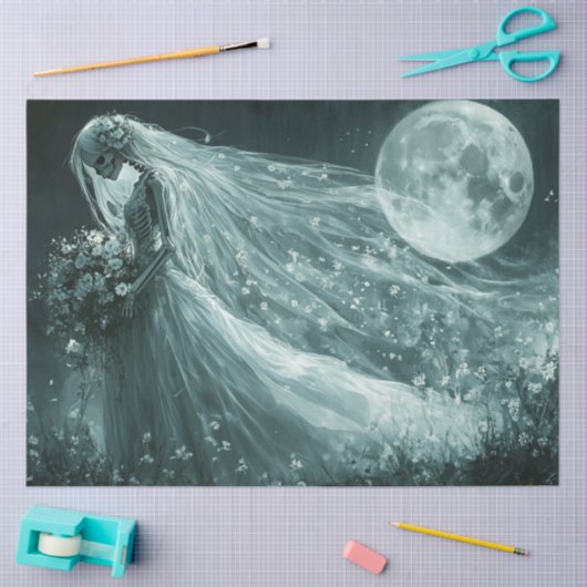 Decoupage Monochrome Skeleton Wedding Volle Maan Tissuepapier (Craft)