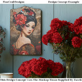 Decoupage Mooie Aziatische Vrouw Faux Mozaïek 042 Tissuepapier