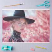 Decoupage Mooie Dame Zwart Rijden Pet Tissuepapier (Craft)