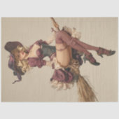 Decoupage Mooie Heks Vliegende Broomstick Kant Tissuepapier (Voorkant)