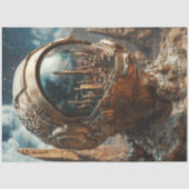 Decoupage Moon Scene Astronaut City Reflectie Tissuepapier (Voorkant)