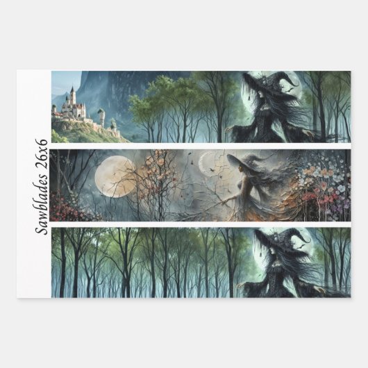 Decoupage Moonlit Gothic Forest & Witch Handsaws Inpakpapier Vel (Voorkant 3)