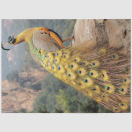 Decoupage Mountain Majestic Peacock Golden  Tissuepapier