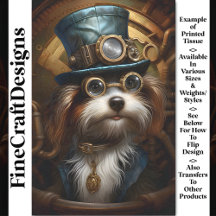 Decoupage Mousseline Steampunk Dog Faux Ink 033Z