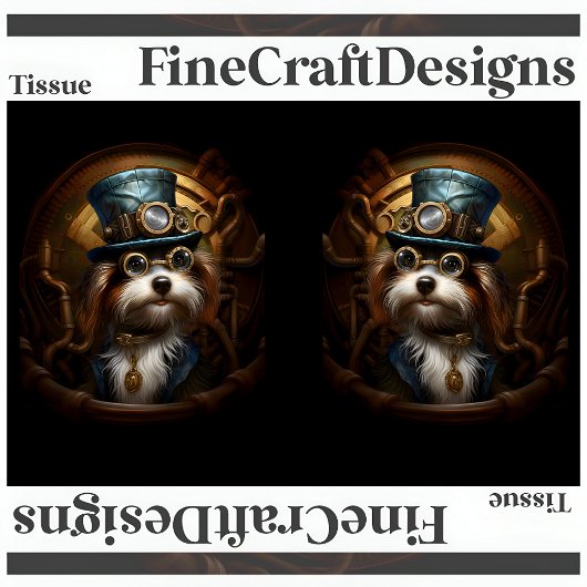 Decoupage Mousseline Steampunk Hond Faux Ink LR 03 Tissuepapier