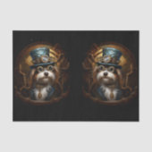 Decoupage Mousseline Steampunk Hond Faux Ink LR 03 Tissuepapier (Voorkant)