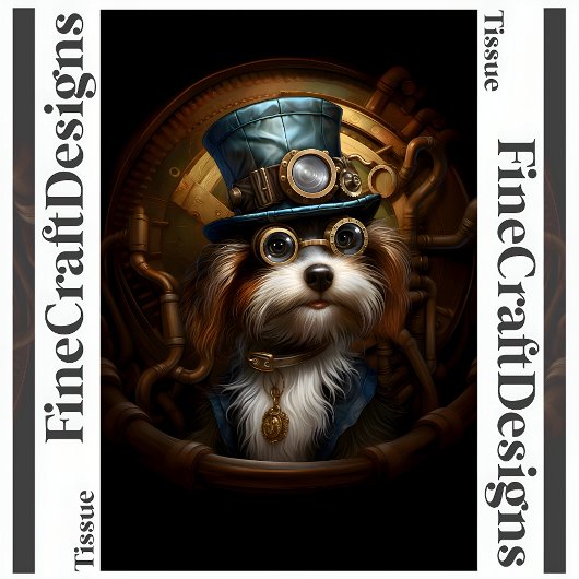 Decoupage Mousseline Steampunk Hond Nep Inkt 033 Tissuepapier