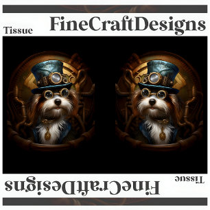 Decoupage Mousseline Steampunk Hond Nep Inkt LR 03 Tissuepapier