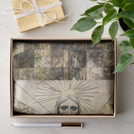 Decoupage Mozaïek Christus de Verlosser Standbeeld Tissuepapier (Geschenk)