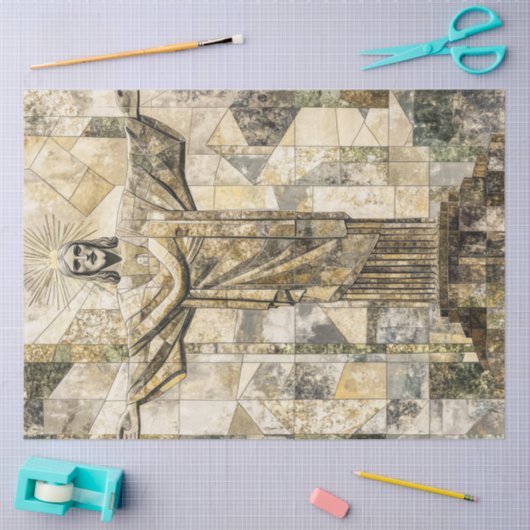 Decoupage Mozaïek Christus de Verlosser Standbeeld Tissuepapier (Craft)