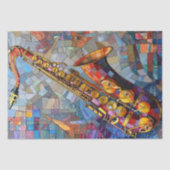 Decoupage Mozaïek Kunstwerk Saxofoon Tissuepapier (Voorkant)