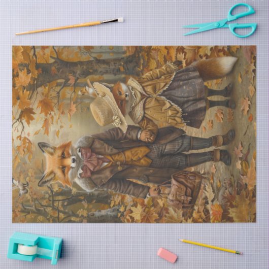 Decoupage Mr. Fox Bridges & Dochter Lily Tissuepapier (Craft)