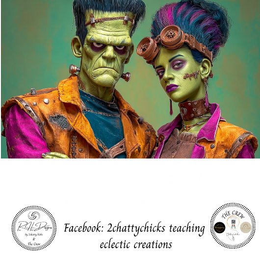 Decoupage Mr. Mrs. Frankenstein Hot & Haunted Coup Tissuepapier