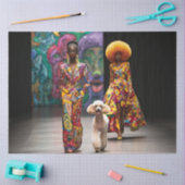 Decoupage Multicolored Mode Runway Lady Poodle Tissuepapier (Craft)